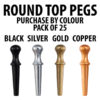 Round Top Cribbage Board Metal Pegs - Sold by the Pack 25