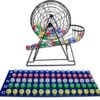 Professional Bingo Game Set 19-Inch XL – Large Print Balls with Cage & Wooden Master Board