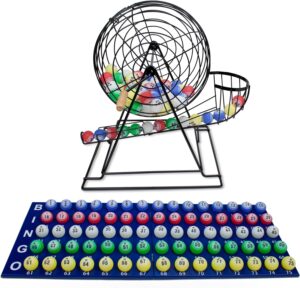 Professional Bingo Game Set 19-Inch XL – Large Print Balls with Cage & Wooden Master Board